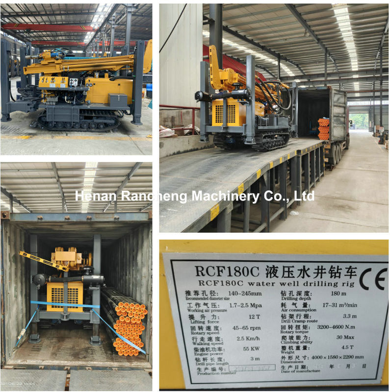 180m Deep Rock RCF180C Crawler Moving Multifunctional Water Well Drilling Rig In Stock