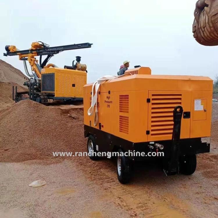 1400 kg draagbare diesel schroef luchtcompressor 55 kW voor 8 bar werkdruk