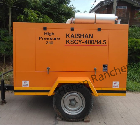 KSCY-400/14.5K 400cfm Diesel Draagbare schroef luchtcompressor met Cummins motor